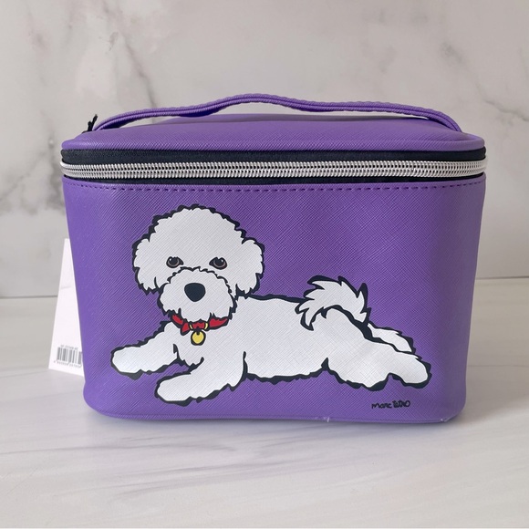 Marc Tetro Bichon Frise Cosmetic Tote/ Pouch- Purple- NWT - Picture 1 of 7
